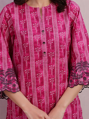 2Pc Embroidered Pret & Unstitched Shirt Trouser Lawn Magenta