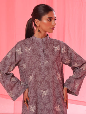 2Pc Embroidered Pret & Unstitched Shirt Trouser Lawn Dark Grey