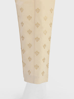 Women Beige Cotton Silk Embroidered Trouser - OWESP-2301024-5