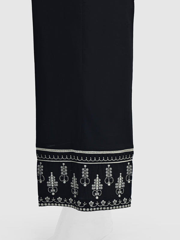 Women Black Cambric Embroidered Trouser - OWESP-2301030-2