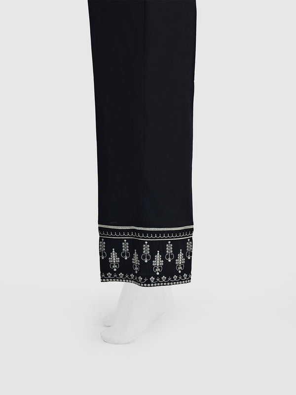 Women Black Cambric Embroidered Trouser - OWESP-2301030-2