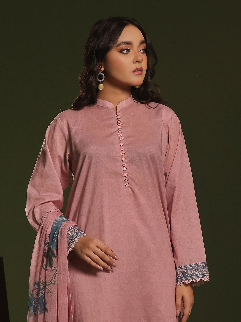3Pc Embroidered Unstitched Cambric Pink - OCCE3P-6266-B