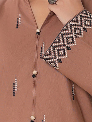 2Pcs Embroidered Pret Shirt Trouser Khaddar Beige - OWE2P-25120005-NR-05