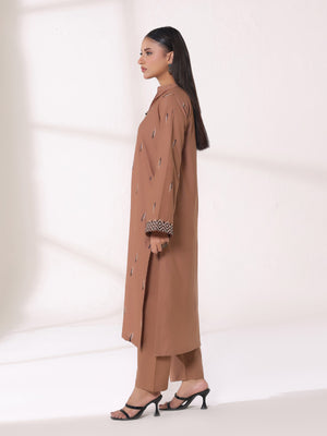 2Pcs Embroidered Pret Shirt Trouser Khaddar Beige - OWE2P-25120005-NR-05