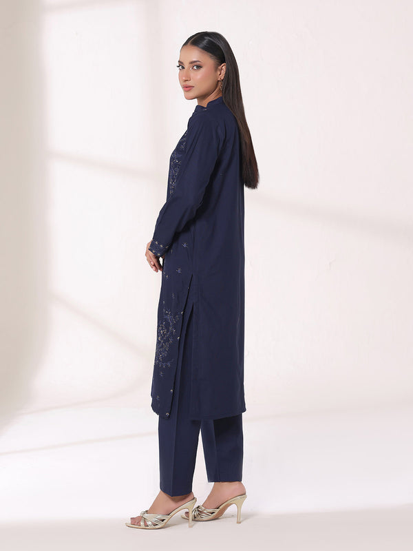 2Pcs Embroidered Pret Shirt Trouser Khaddar Blue - OWE2P-25120006-NR-06