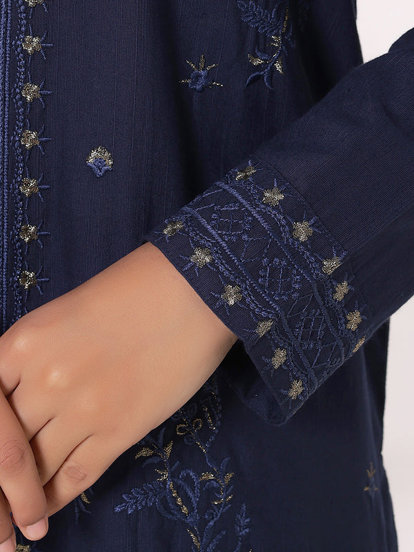 2Pcs Embroidered Pret Shirt Trouser Khaddar Blue - OWE2P-25120006-NR-06