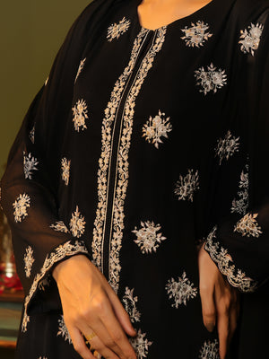 3Pc Embroidered Pret Suit Dyed Chiffon Black - OWE3P-2405007