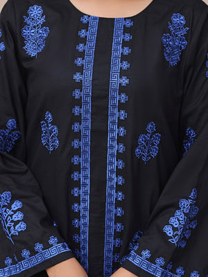 2Pc Embroidered Pret Shirt Trouser Cambric Black - OWE2P-2503022