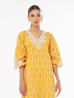 2Pc Embroidered Pret Shirt Trouser Lawn Mustard - OWE2P-2412014