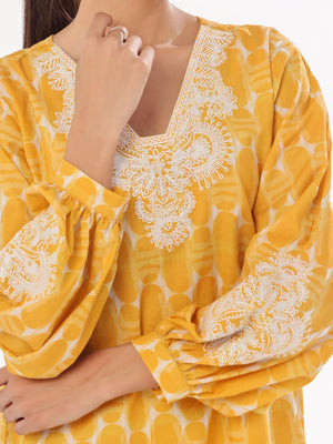 2Pc Embroidered Pret Shirt Trouser Lawn Mustard - OWE2P-2412014