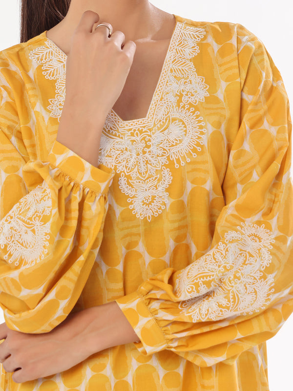 2Pc Embroidered Pret Shirt Trouser Lawn Mustard - OWE2P-2412014