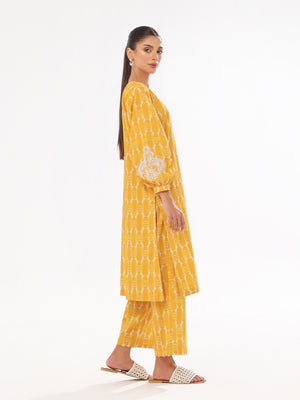 2Pc Embroidered Pret Shirt Trouser Lawn Mustard - OWE2P-2412014