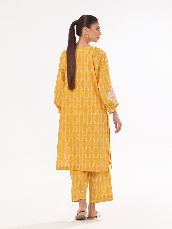 2Pc Embroidered Pret Shirt Trouser Lawn Mustard - OWE2P-2412014