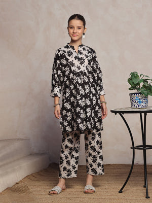 2Pc Printed Pret Shirt Trouser Lawn Black & White - OG2P-2412053