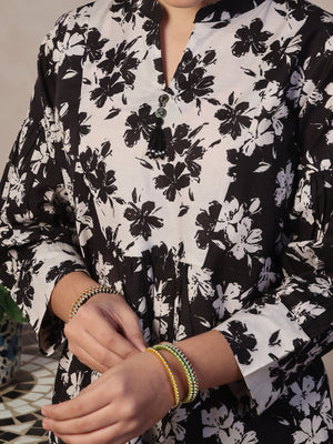 2Pc Printed Pret Shirt Trouser Lawn Black & White - OG2P-2412053