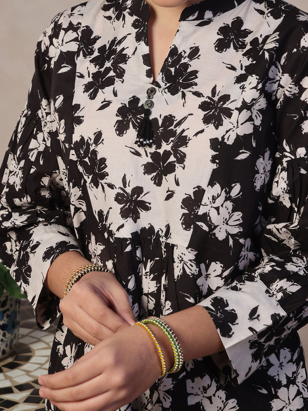 2Pc Printed Pret Shirt Trouser Lawn Black & White - OG2P-2412053