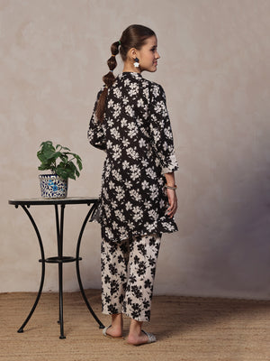 2Pc Printed Pret Shirt Trouser Lawn Black & White - OG2P-2412053