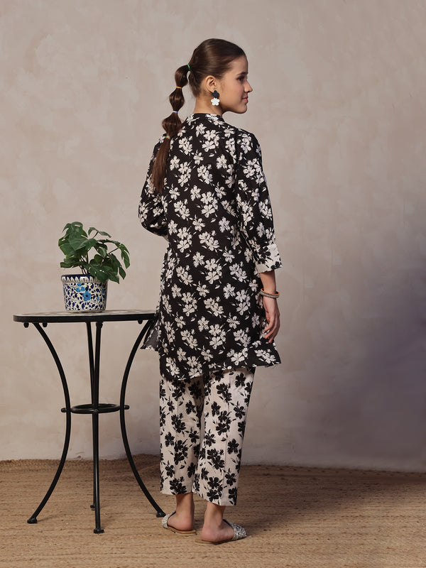 2Pc Printed Pret Shirt Trouser Lawn Black & White - OG2P-2412053