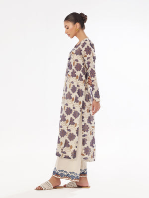 2Pc Printed Pret Shirt Trouser Masoori Lawn Beige & Blue - OWE2P-2412007