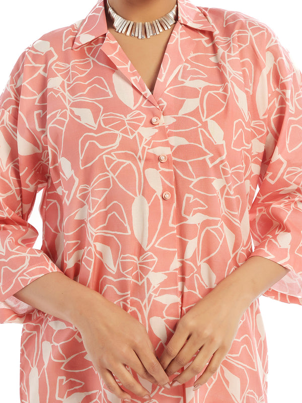 2Pc Printed Pret & Unstitched Shirt Trouser Swiss Lawn Peach