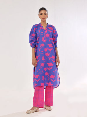 2Pc Printed Pret & Unstitched Shirt Trouser Swiss Lawn Pink