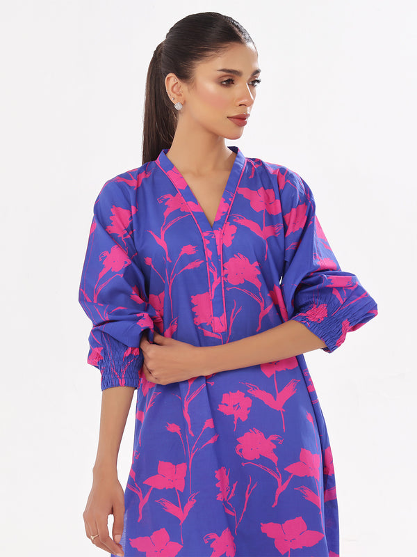 2Pc Printed Pret & Unstitched Shirt Trouser Swiss Lawn Pink