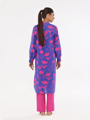 2Pc Printed Pret & Unstitched Shirt Trouser Swiss Lawn Pink