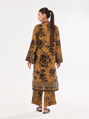 2Pc Printed Pret & Unstitched Shirt Trouser Swiss Lawn Mustard