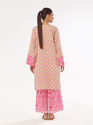 2Pc Printed Pret & Unstitched Shirt Trouser Lawn Pink