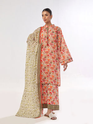 3Pc Printed Pret & Unstitched Suit Masoori Lawn Green