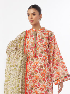 3Pc Printed Pret & Unstitched Suit Masoori Lawn Green