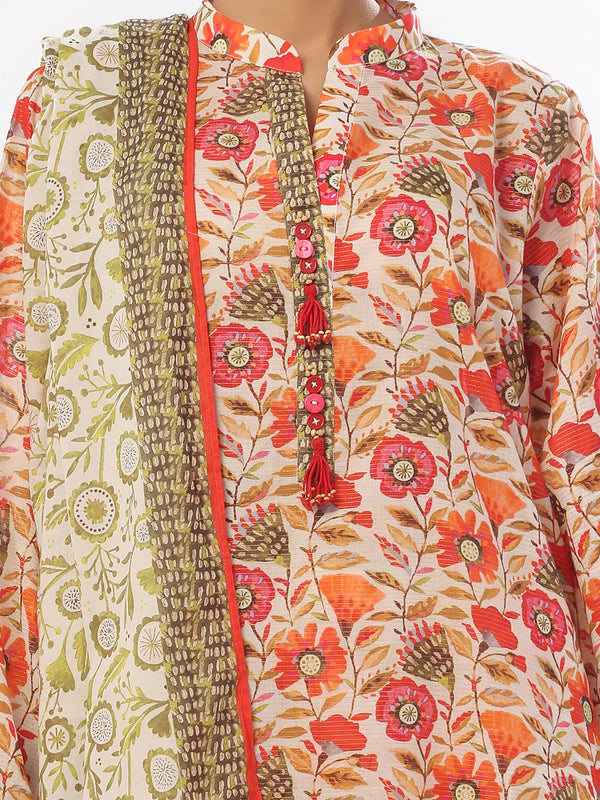 3Pc Printed Pret & Unstitched Suit Masoori Lawn Green