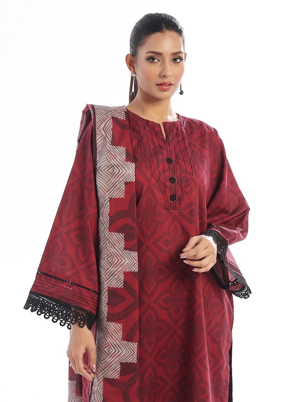 3PC Embroidered Pret & Unstitched Suit Lawn Rust