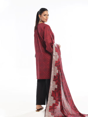 3PC Embroidered Pret & Unstitched Suit Lawn Rust