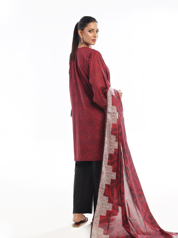 3PC Embroidered Pret & Unstitched Suit Lawn Rust