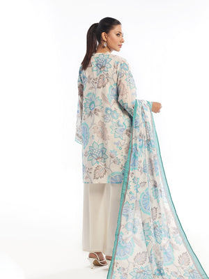 3Pc Printed Pret & Unstitched Suit Masoori Lawn Blue
