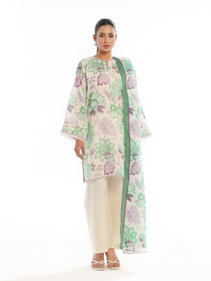 3Pc Printed Pret & Unstitched Suit Masoori Lawn Green
