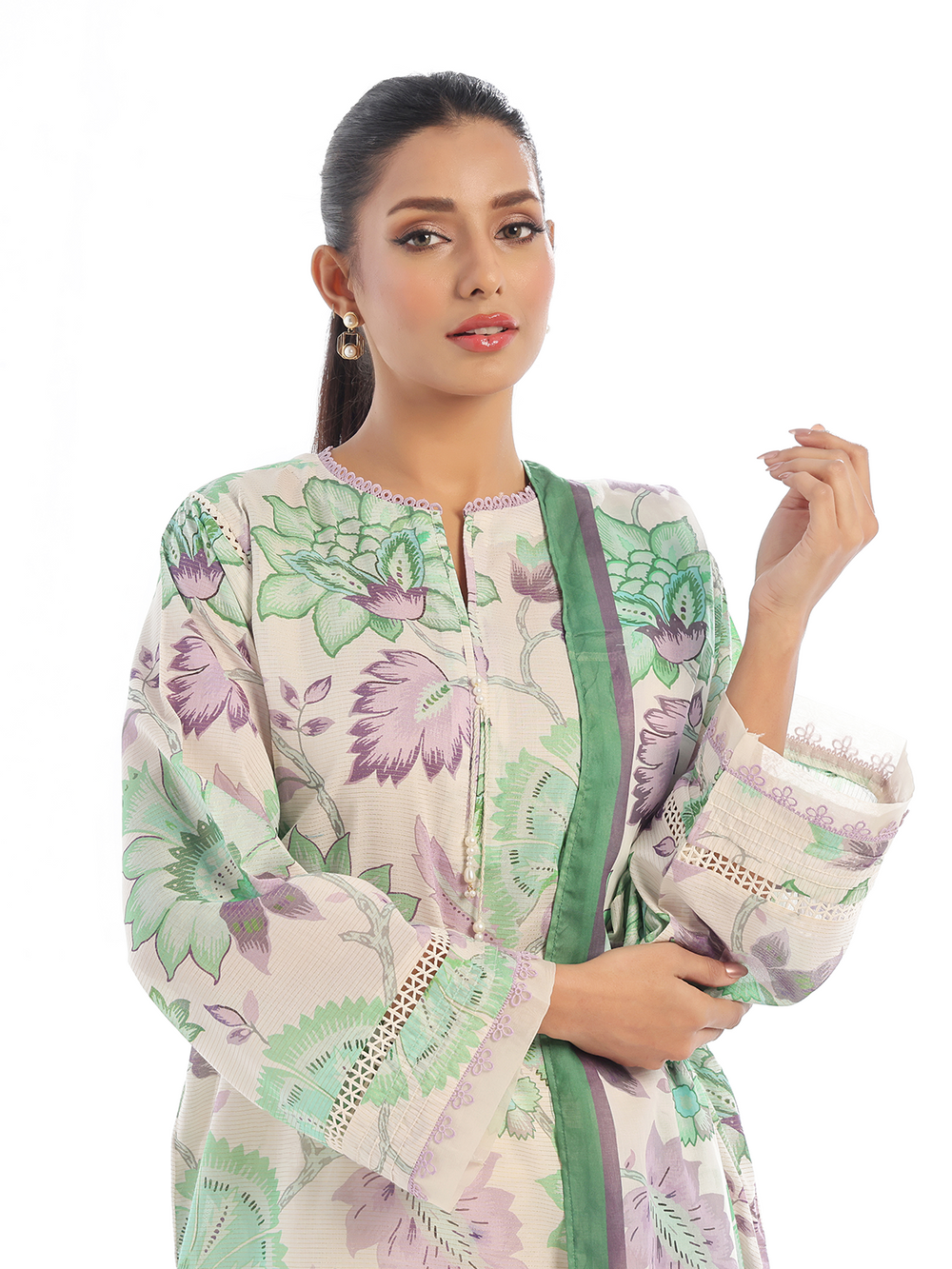 3Pc Printed Pret & Unstitched Suit Masoori Lawn Green