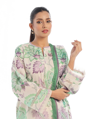 3Pc Printed Pret & Unstitched Suit Masoori Lawn Green