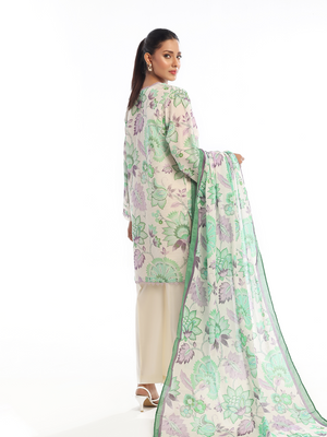 3Pc Printed Pret & Unstitched Suit Masoori Lawn Green