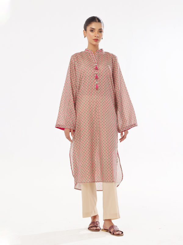 1Pc Printed Pret & Unstitched Kurti Masoori Lawn Green