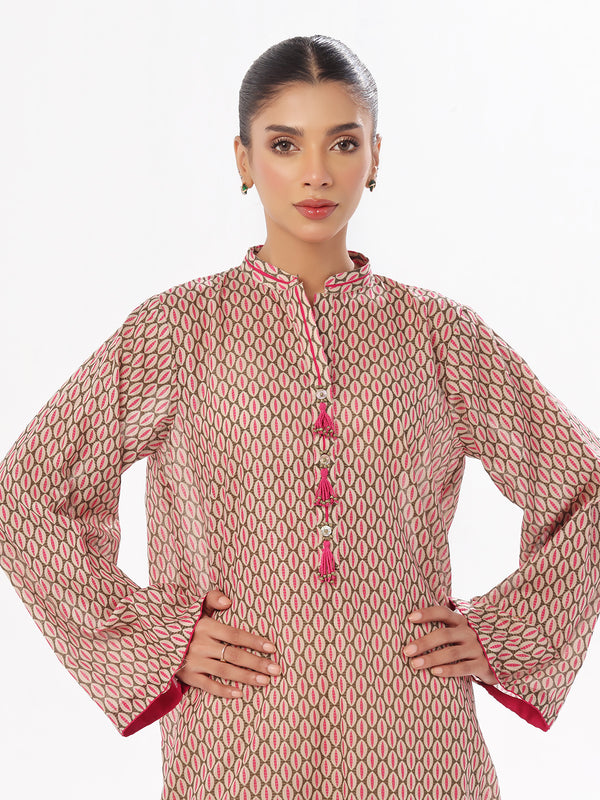 1Pc Printed Pret & Unstitched Kurti Masoori Lawn Green