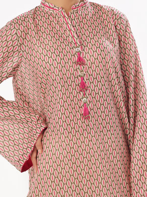 1Pc Printed Pret & Unstitched Kurti Masoori Lawn Green