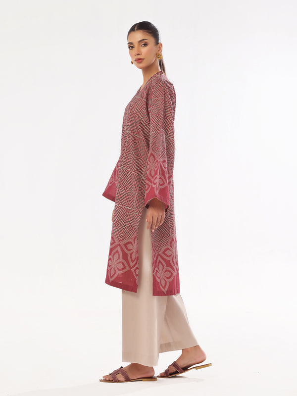 1Pc Printed Pret & Unstitched Kurti Masoori Lawn Maroon