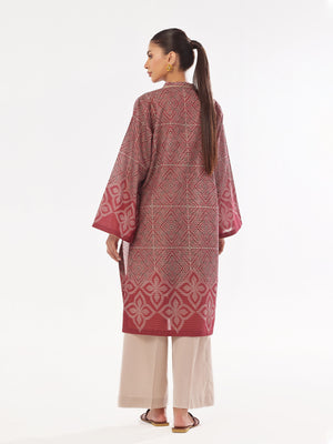 1Pc Printed Pret & Unstitched Kurti Masoori Lawn Maroon