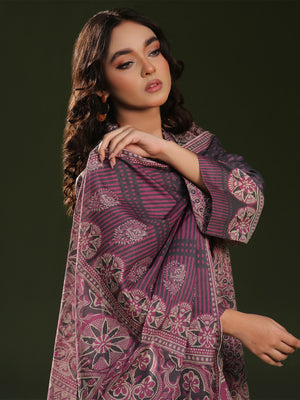 3Pc Printed Pret Suit Cambric Magenta - OW3P-2411015