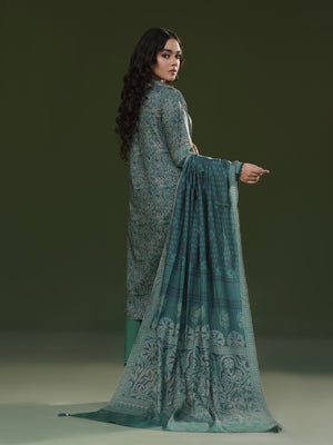 3Pc Printed Pret Suit Cambric Green - OW3P-2411016