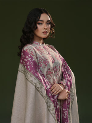 3Pc Printed Pret Suit Cambric Beige - OW3P-2411019