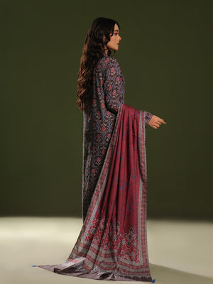 3Pc Printed Pret Suit Cambric Charcoal - OW3P-2411017