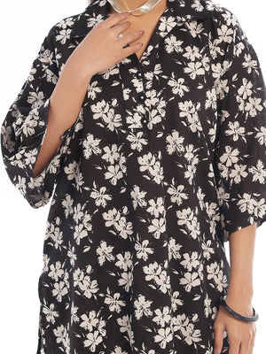 2Pc Printed Pret & unstitched Shirt Trouser Swiss Lawn Black